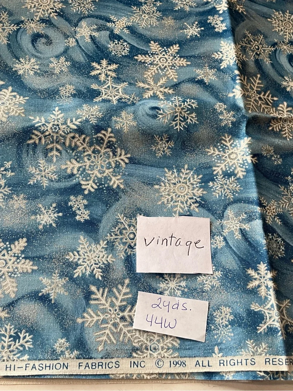 Winter Theme Quilting Sewing Fabric Lot VTG 1998 Timeless Treasures Snowflakes